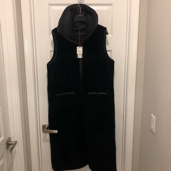 New Free People x Nicholas K Black Himalaya Sheep Fur Long Vest Coat Jacket sz M - Picture 5 of 16